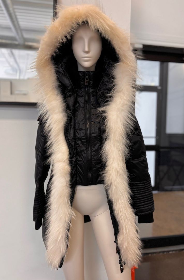 Nicole Benisti Puffer Coat with White Fur Trim