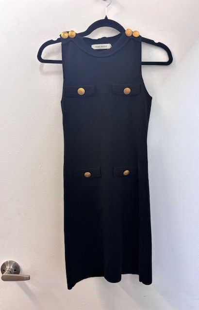 Pierre Balmain Sleeveless Black Dress with Gold Buttons
