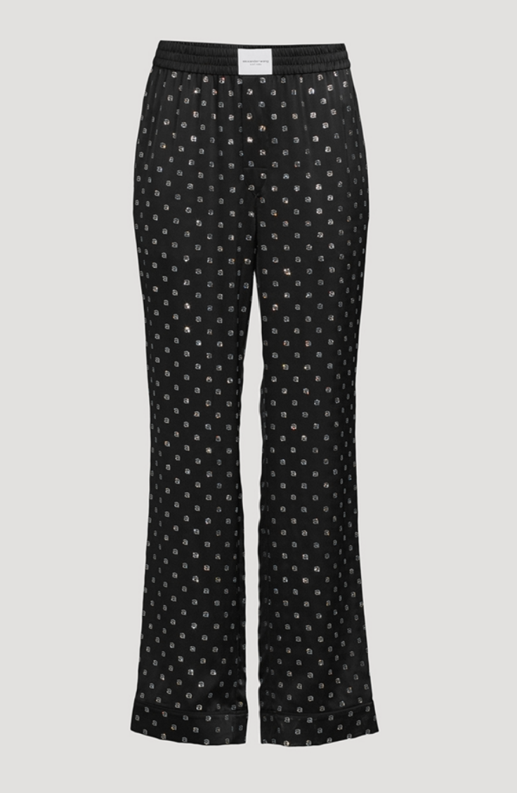 Alexander Wang Crystal Logo Silk Charmeuse Pajama Pants