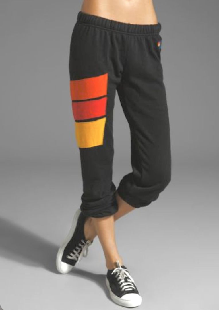 Aviator Nation Sweatpants with Red Orange Yellow Stripe on Side