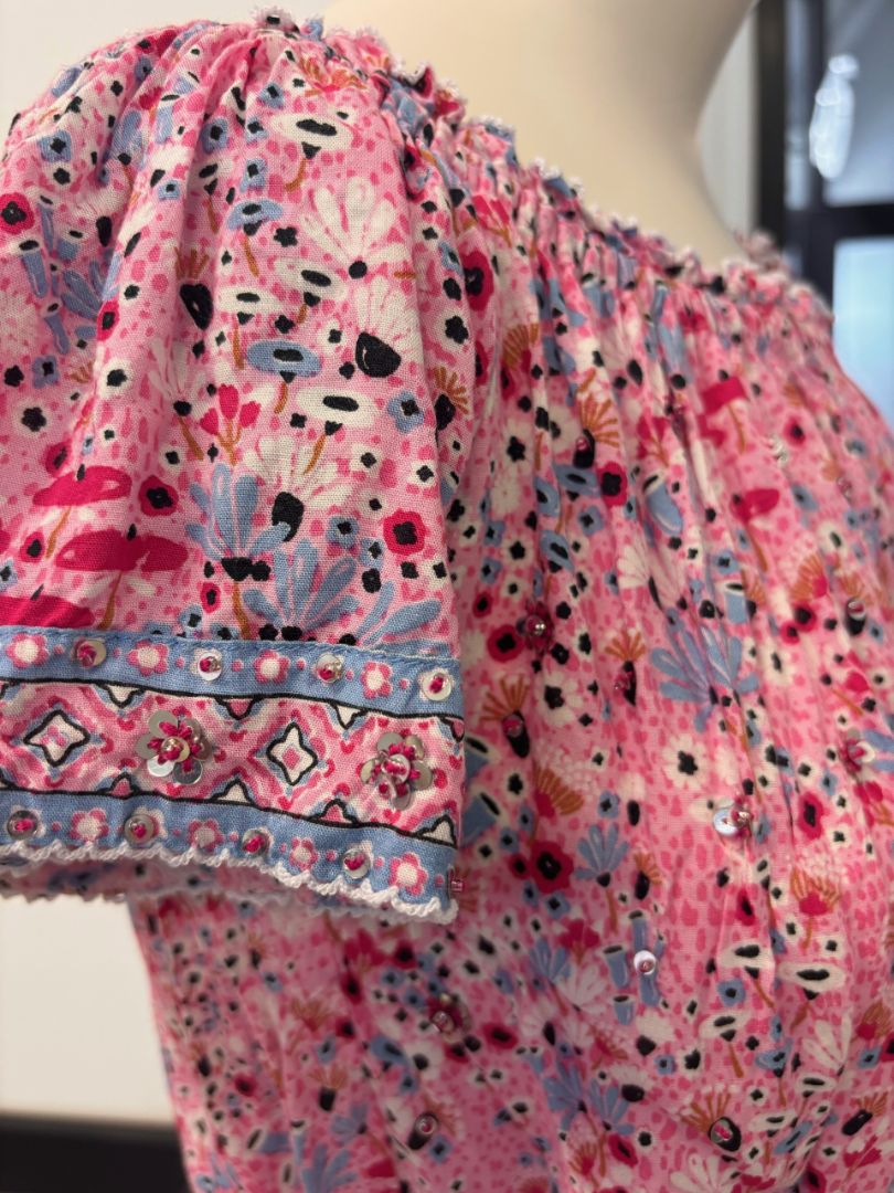 POUPETTE ST BARTH Cropped Off Shoulder Beaded Top