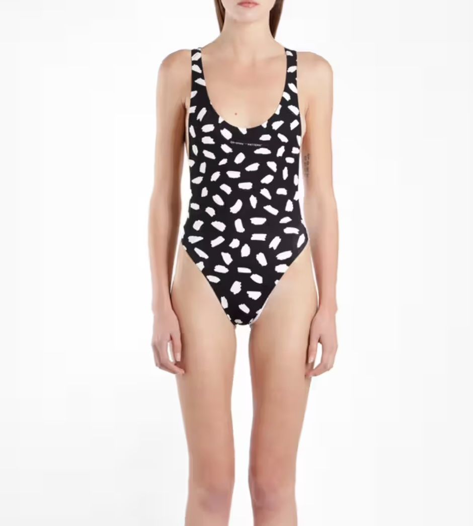Off White Pattern One Piece Swimsuit
