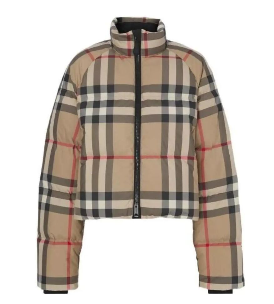Burberry checked cropped puffer jacket