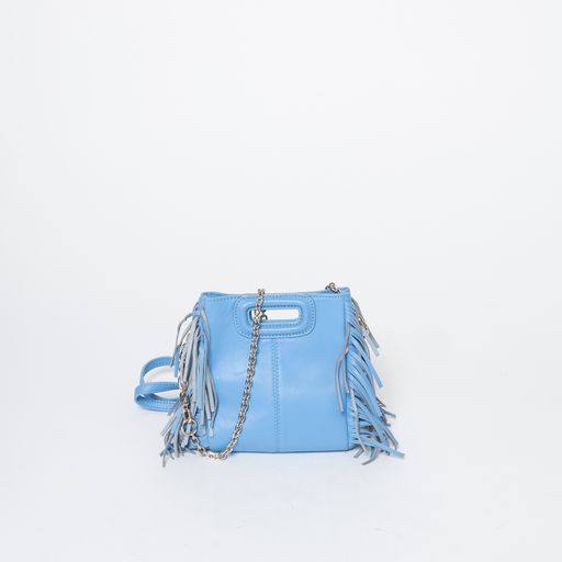 Maje Blue Leather Bag with Fringe