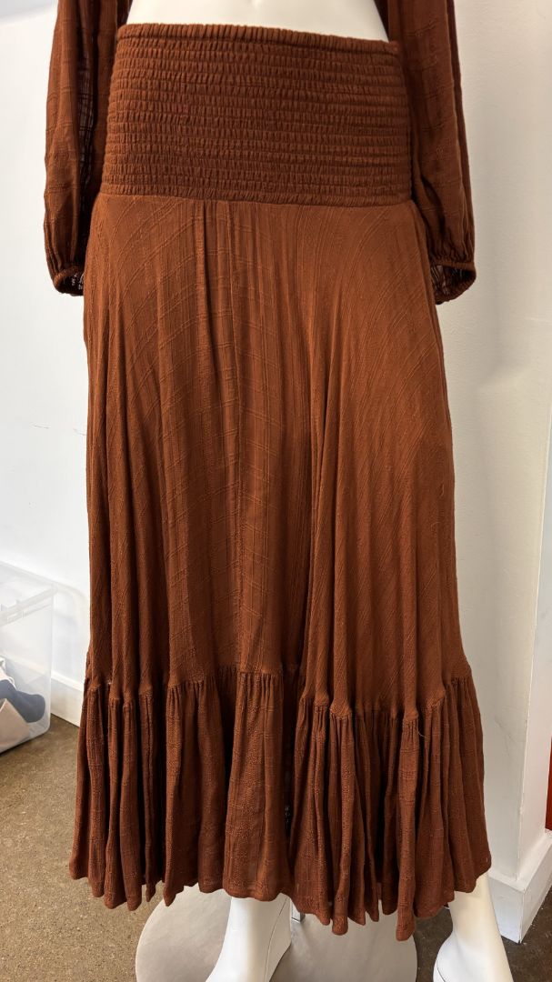 L Space Brown Set, Maxi Skirt and Long Sleeve Top