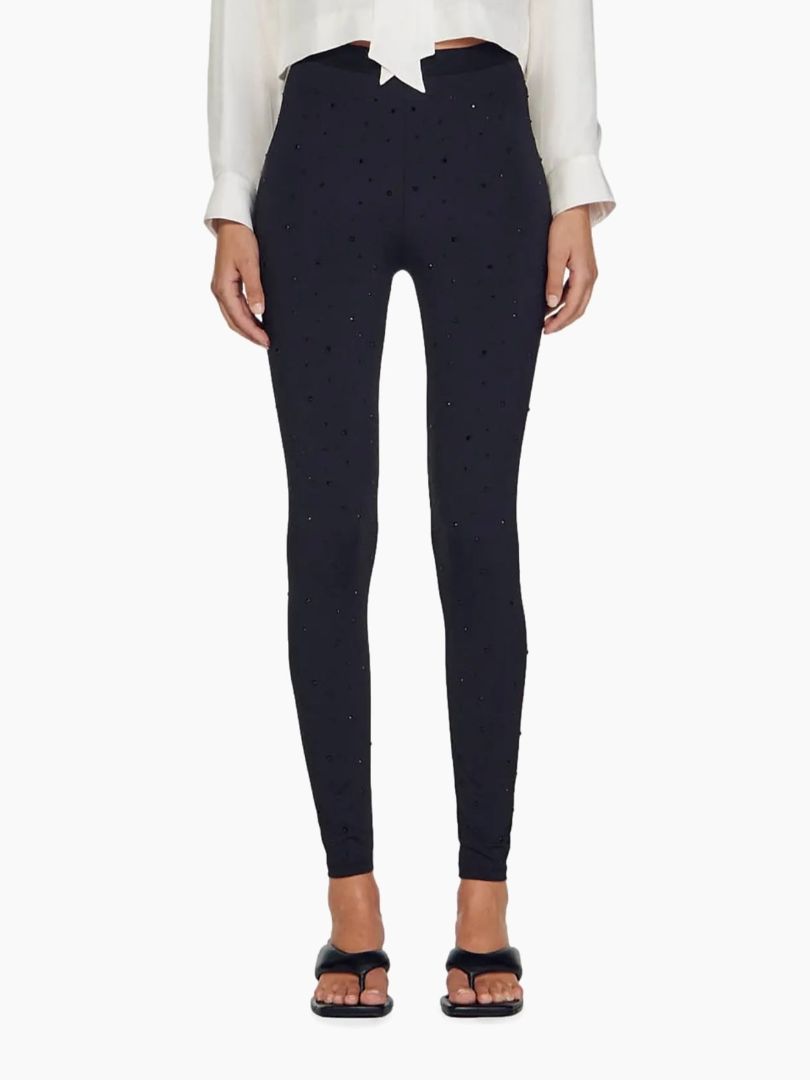 SANDRO "Clotilde" Rhinestone Embellished Leggings