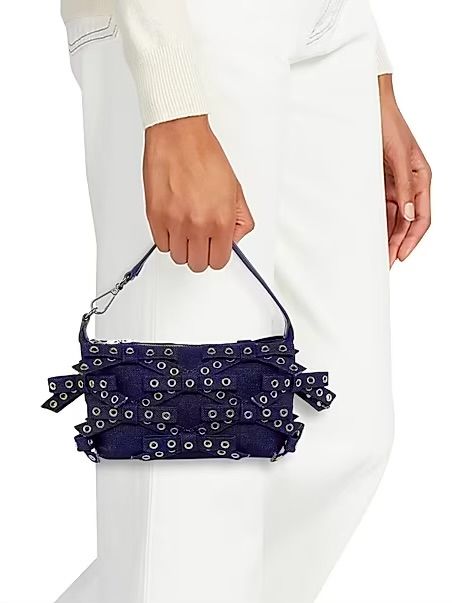 GANNI Bow Denim Grommet Bag