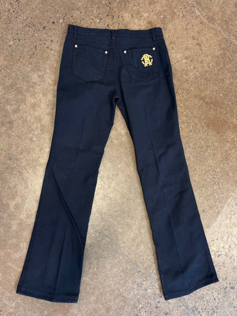 Roberto Cavalli Black Jeans with Gold Logo