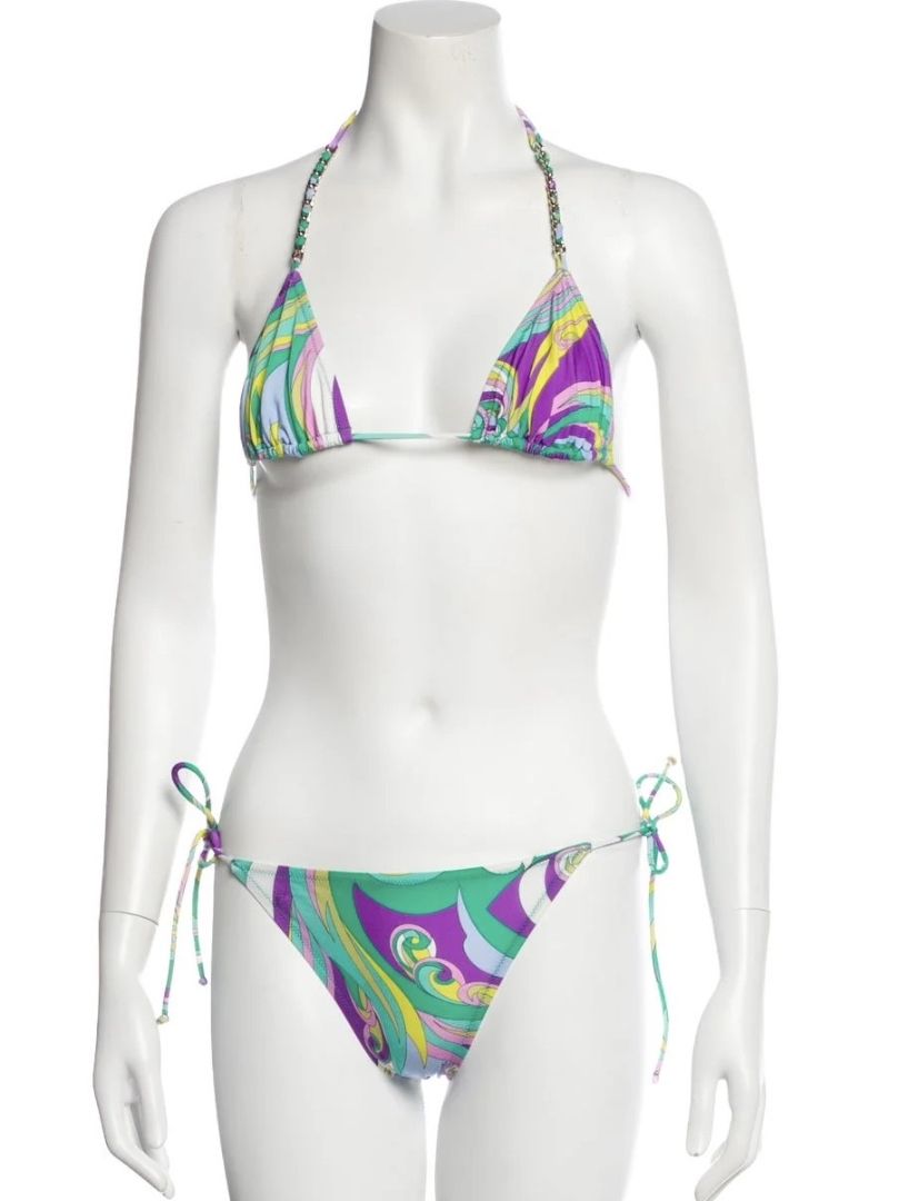 EMILIO PUCCI Print Bikini Set with Matching Pouch