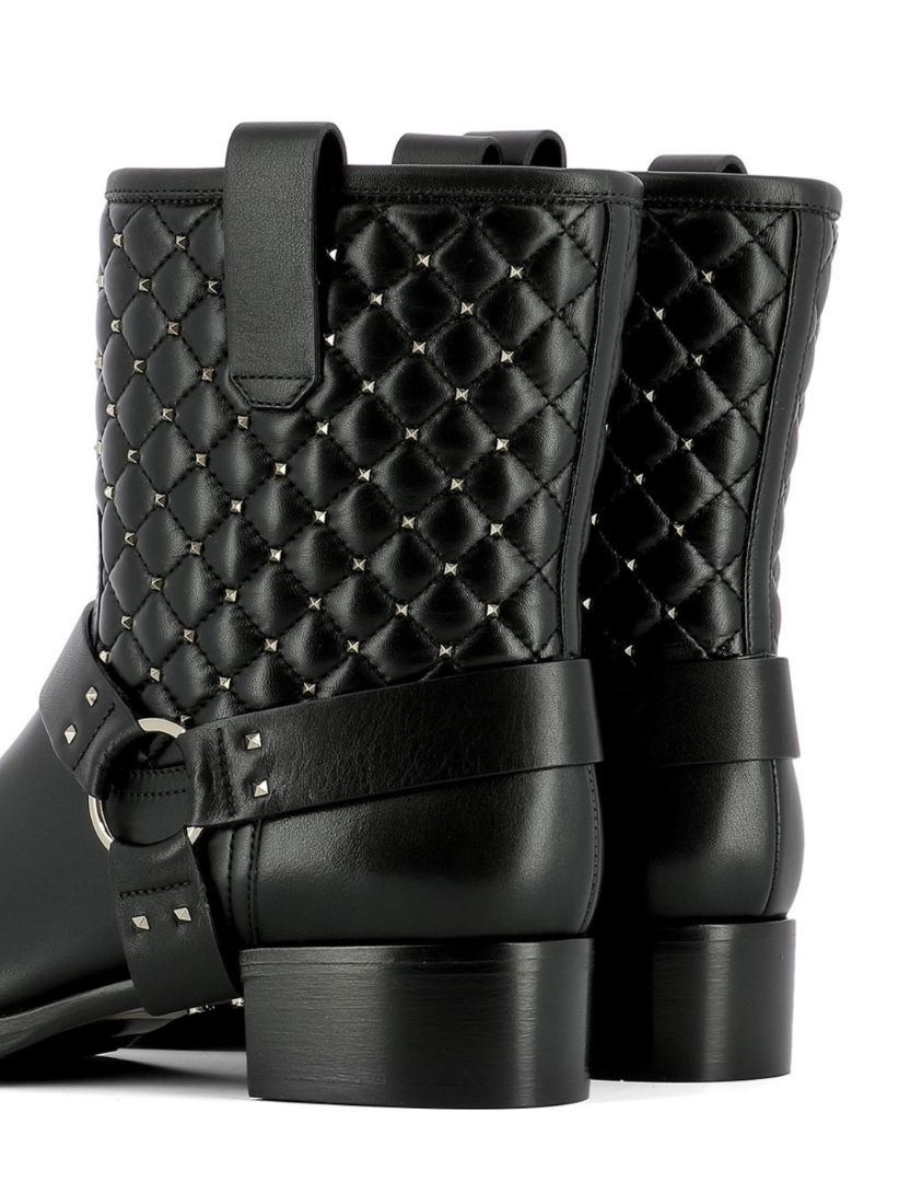 Valentino Quilted Rockstud Biker Boots