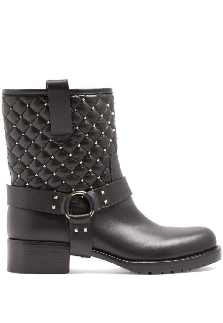 Valentino Quilted Rockstud Biker Boots
