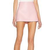 Rubi Vegan Leather Lace Trim Mini Skirt Rose - Alice + Olivia main image 0