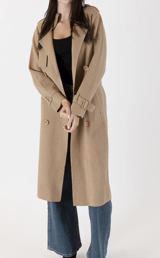Lyla + Luxe Preston Knit Trench Coat