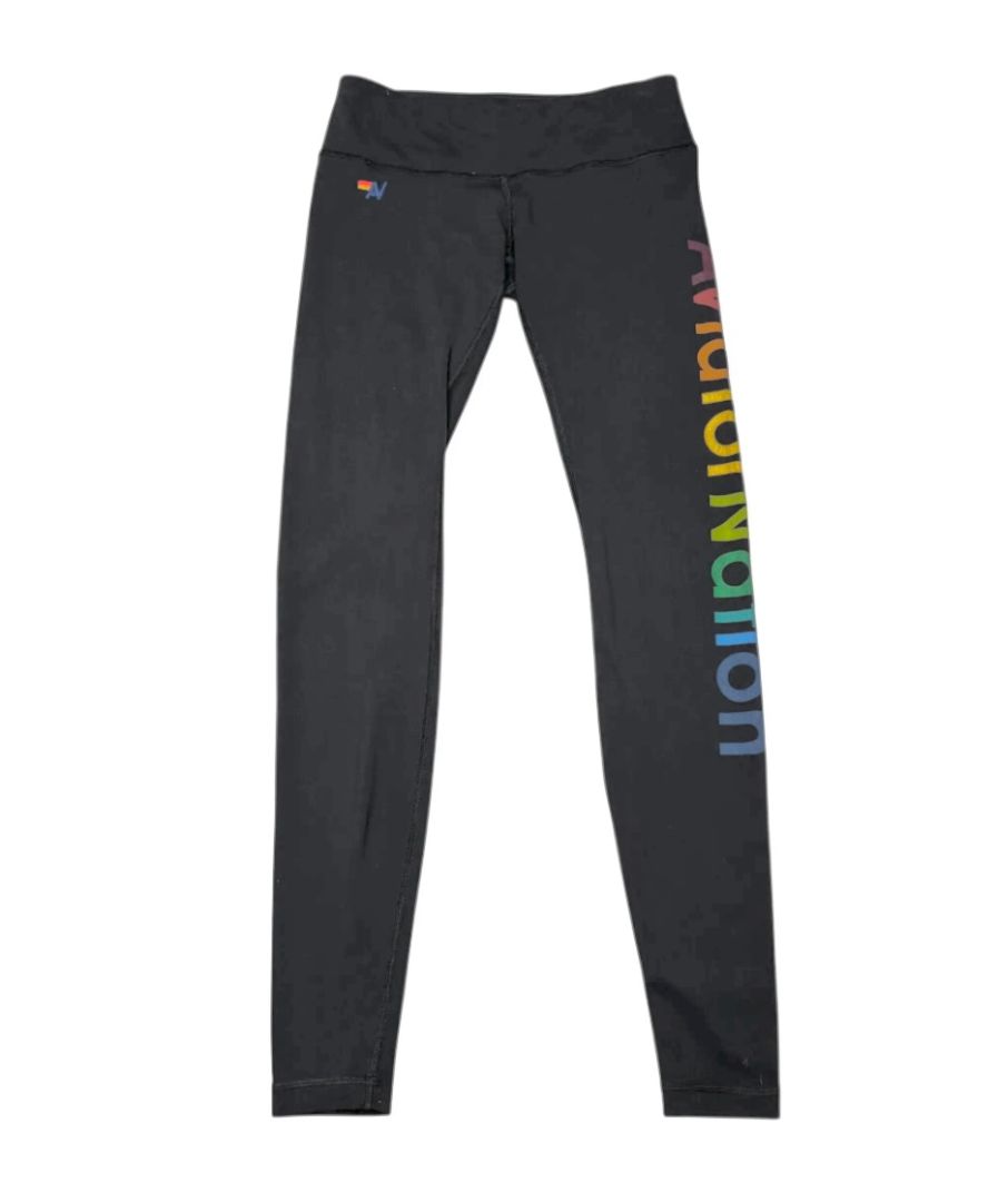 Aviator Nation Leggings with Rainbow Writing