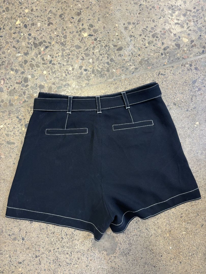 Cinq A Sept Contrast Stitch Belted Shorts