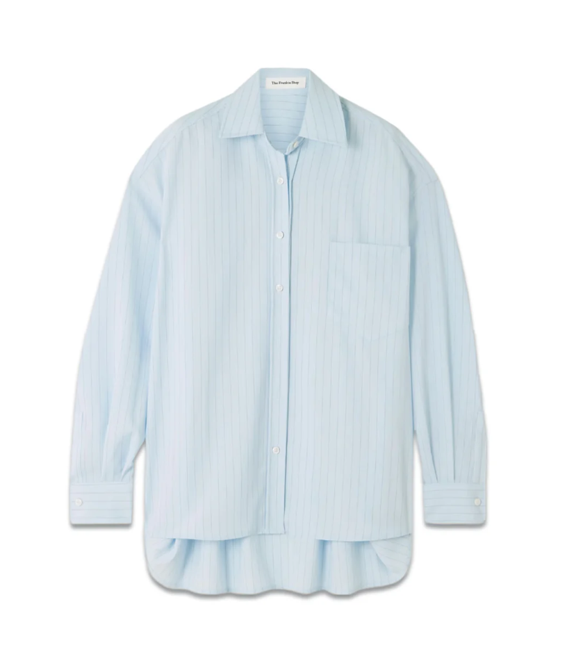 THE FRANKIE SHOP Frankie ShopGeorgia Oversized Striped Crepe de Chine Shirt