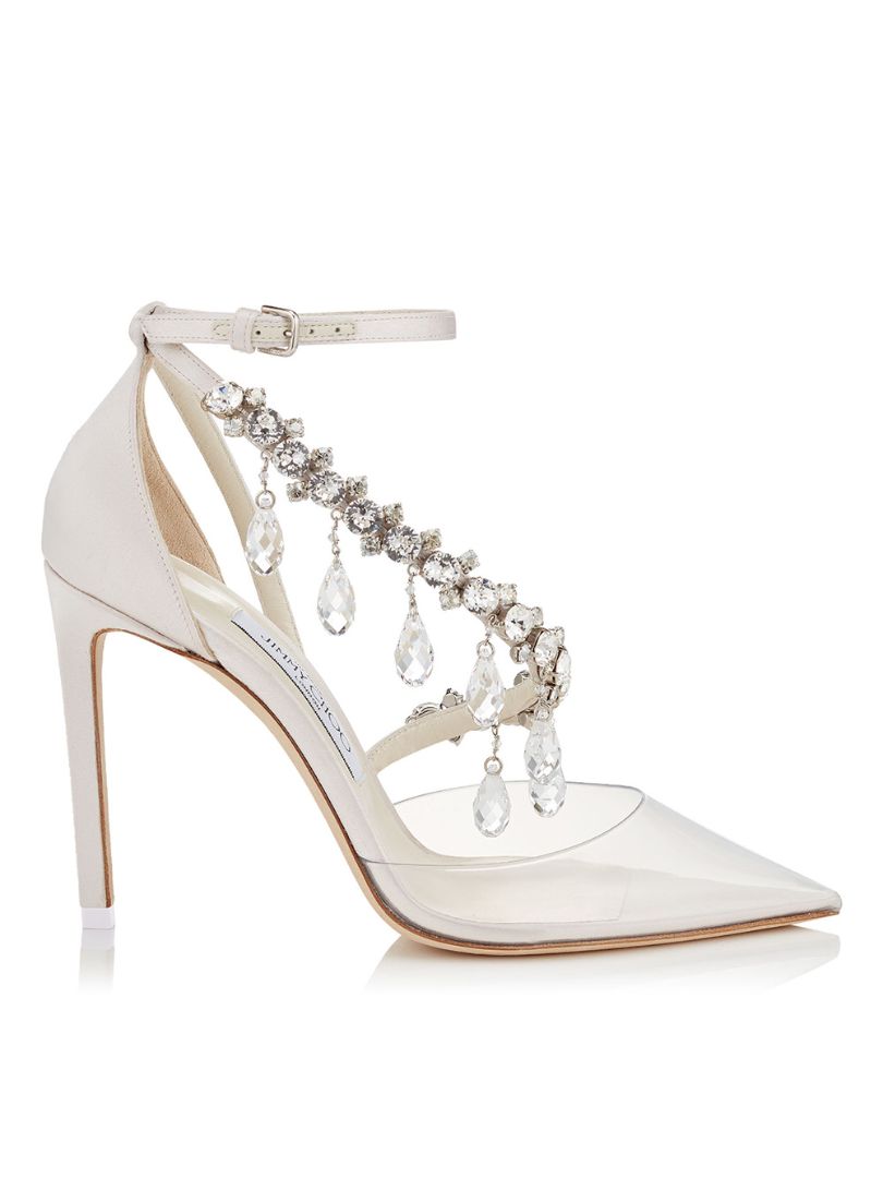 OFF WHITE X JIMMY CHOO white/pvc 'victoria' sandals with swarovski crystals