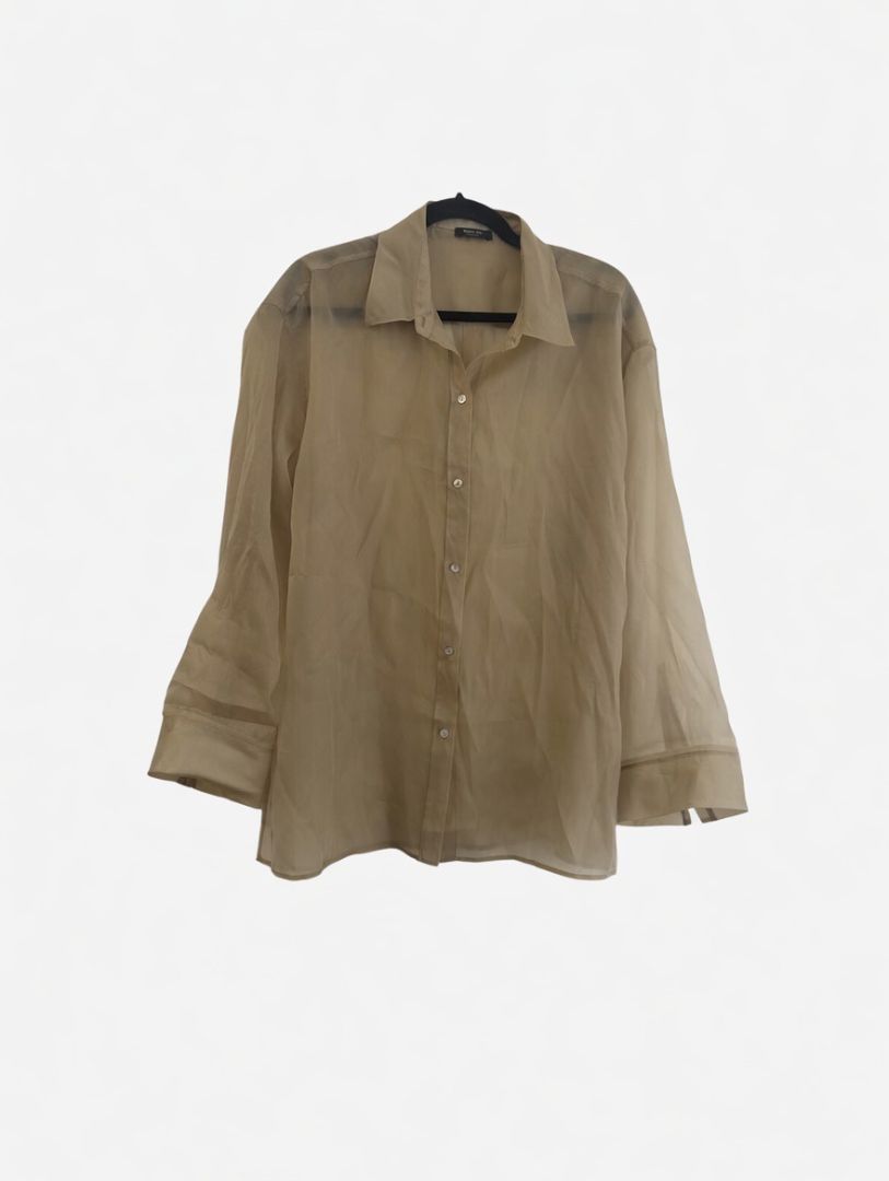 MASSIMO DUTTI sheer khaki button up