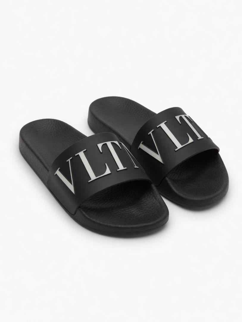 Valentino Black VLTN Rubber Slides