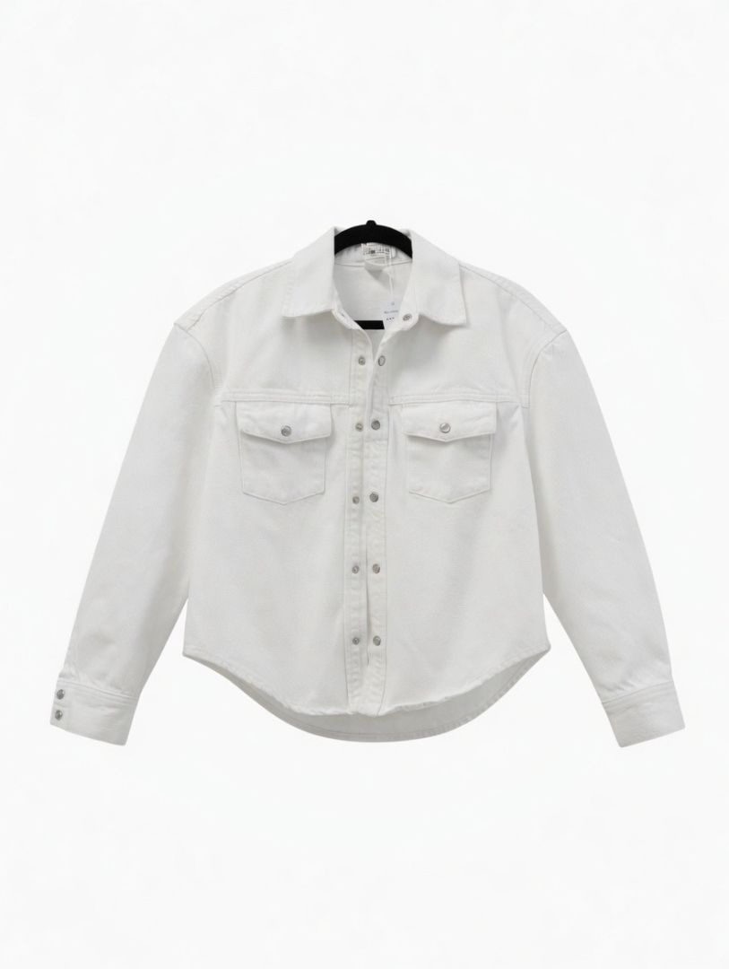Wardrobe NYC White Denim Snap Front Shacket