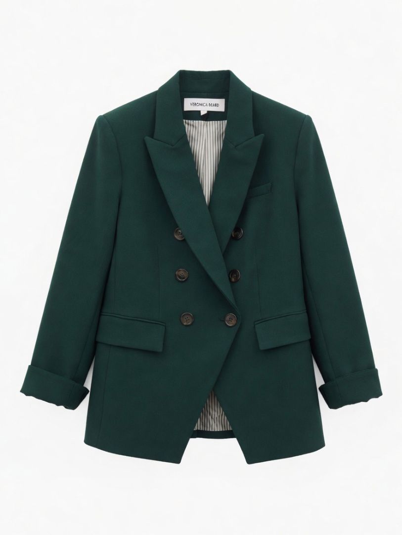 Veronica Beard Dark Green Double Breasted Blazer