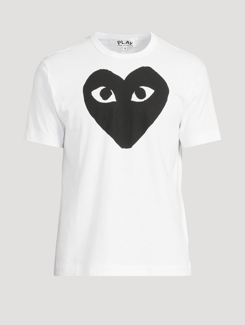 Comme Des Garcons PLAY White Crewneck Tee with Big Black Heart