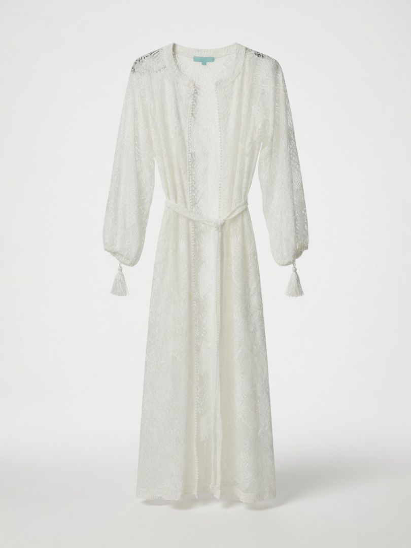 MELISSA ODABASH CREAM MAXI CROCHET SWIMSUIT COVERUP