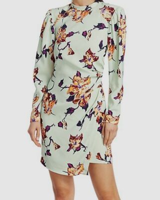 A.L.C. MINT GREEN FLORAL LONGSLEEVED MIDI DRESS
