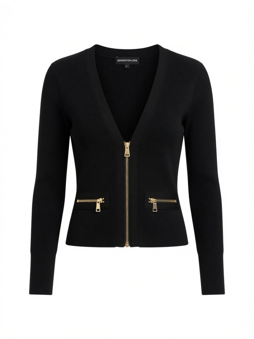 GENERATION LOVE black zip up long sleeve top