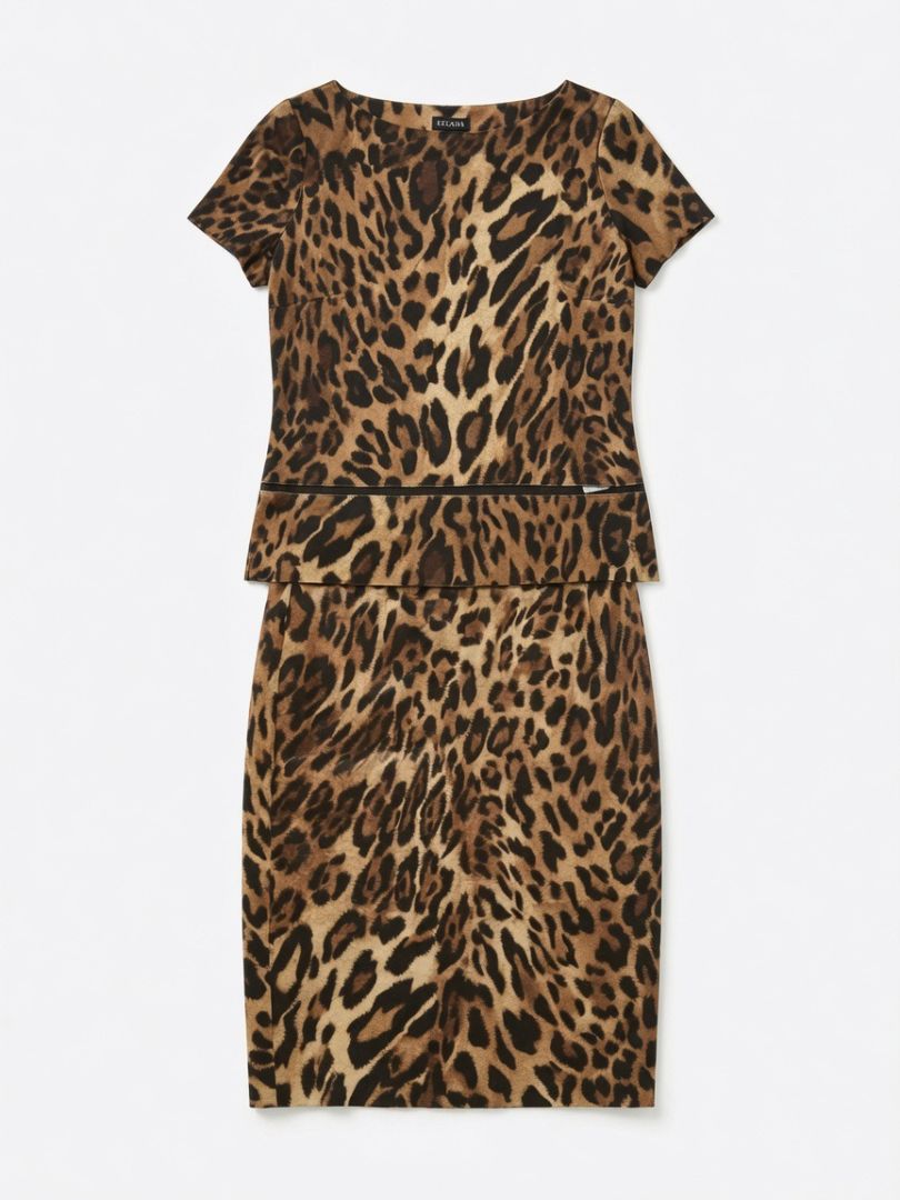 Escada Leopard print two piece skirt and top set