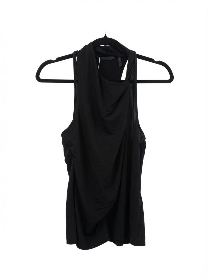 Helmut Lang Black Asymmetric Draped Top