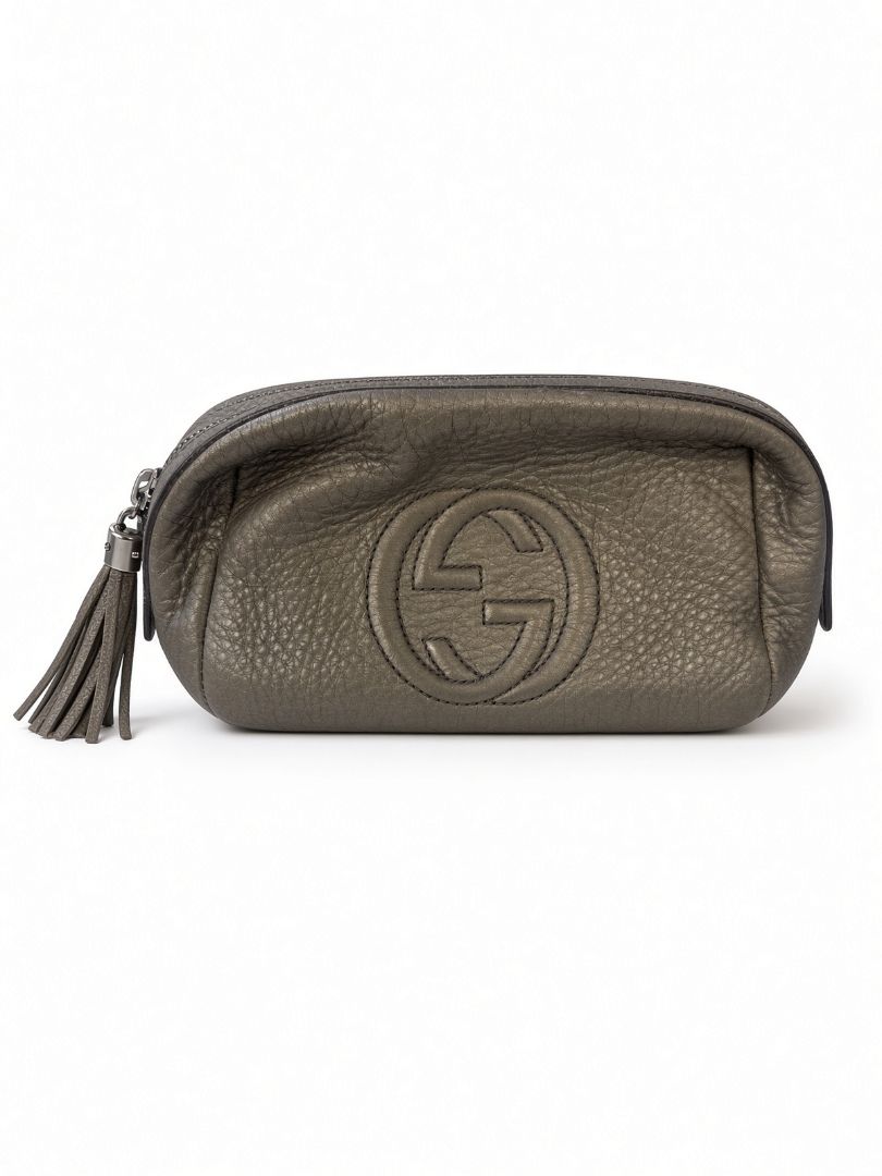 Gucci Silver Soho Leather Pouch