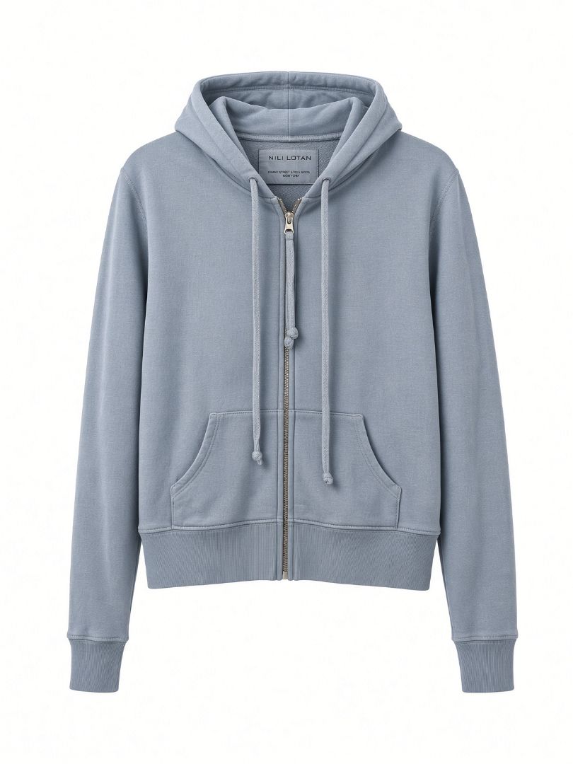 NILI LOTAN light blue zip hoodie sweater