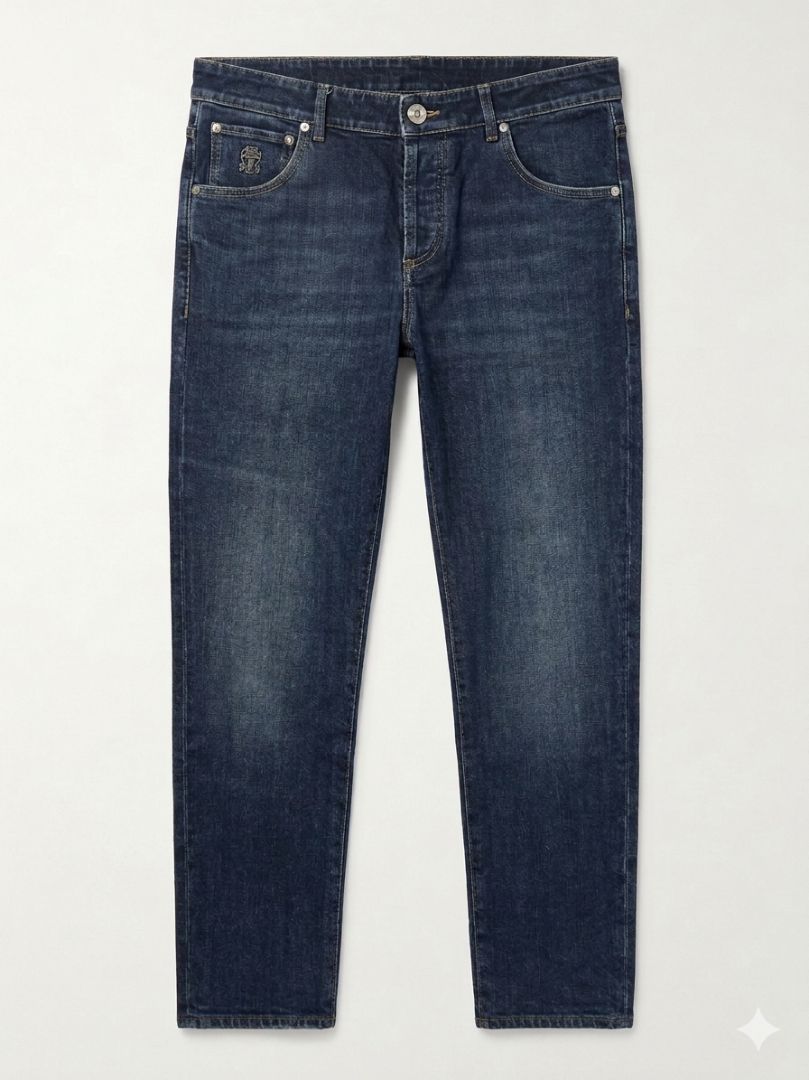 Brunello Cucinelli Slim Fit Dark Blue Button up Men's Jeans