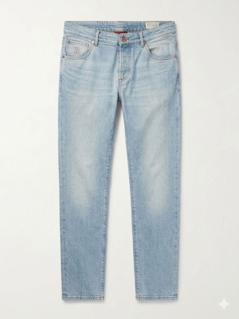 BRUNELLO CUCINELLI skinny fit light blue jeans (mens)