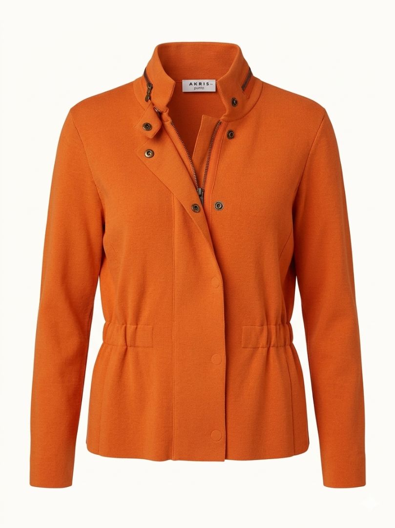 AKRIS PUNTO orange wool blend zip jacket