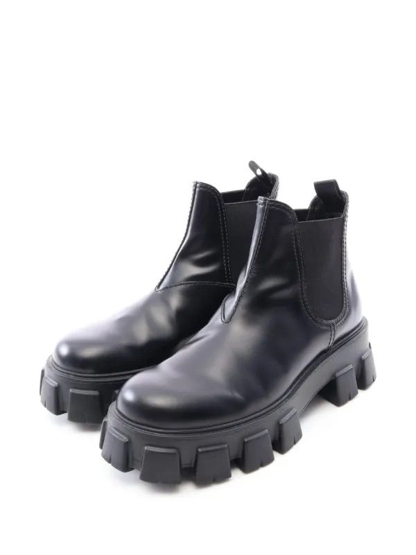PRADA leather light weight monolith chelsea boot