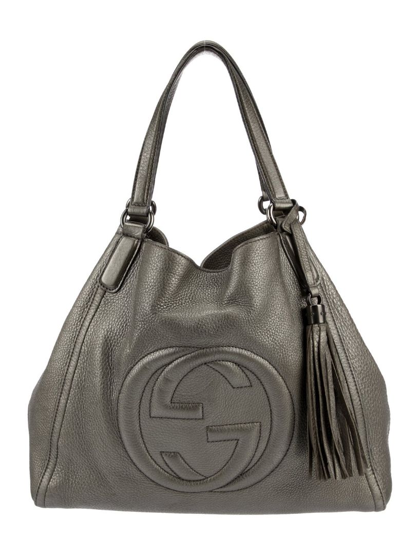 Gucci Silver Pebbled Leather Soho Hobo Bag