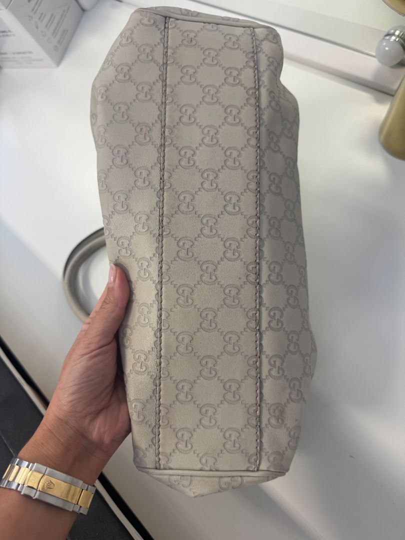 Gucci Leather Ivory Sukey Satchel Bag