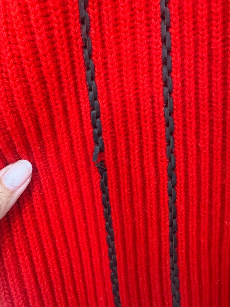 Tod's Mens Red Ribbed Mock Neck Sweater
