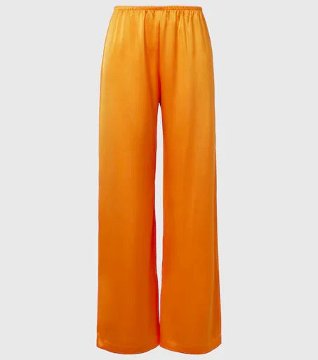 LESET bright orange satin pants, barb wide leg pant