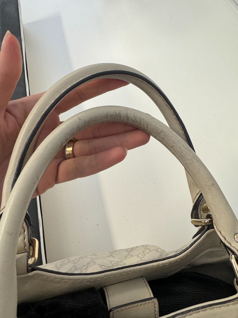 Gucci Leather Ivory Sukey Satchel Bag