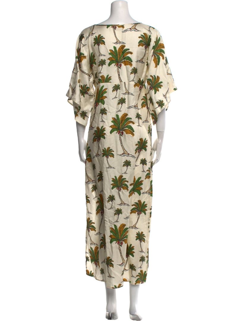 La Prestic Ouiston Palm Tree Print Short Sleeve Maxi Dress