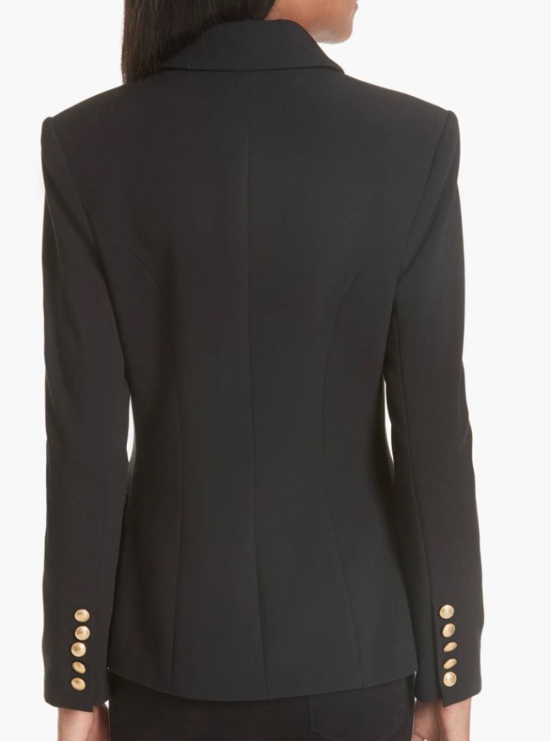 L'Agence Black Double Breasted Blazer with Gold Buttons