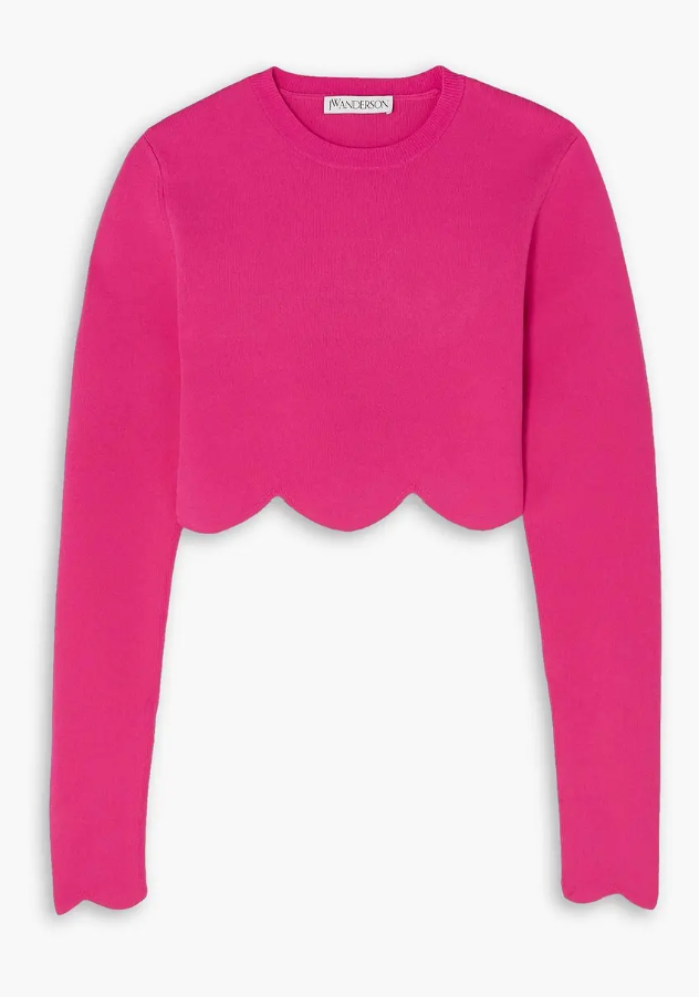 JW Anderson scalloped cropped jersey top
