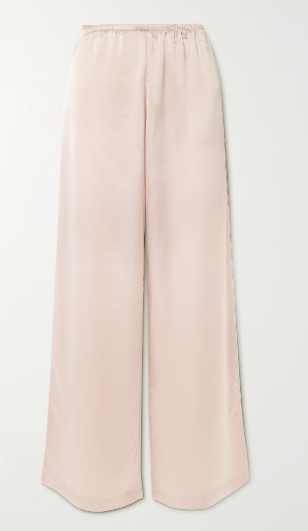 LESET Barb washed-satin wide-leg pants