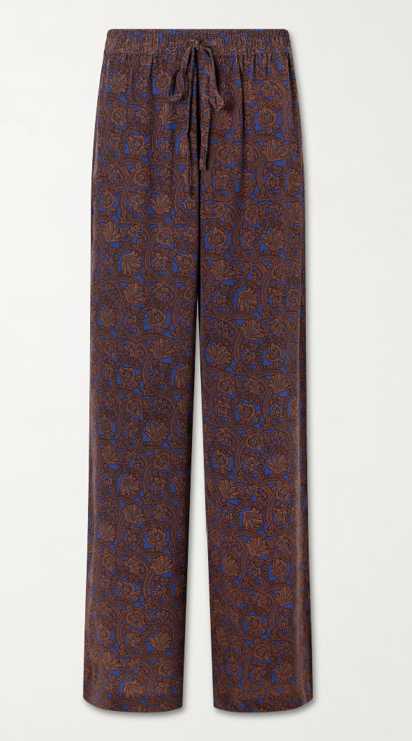 MATTEAU Printed silk-crepe de chine straight-leg pants