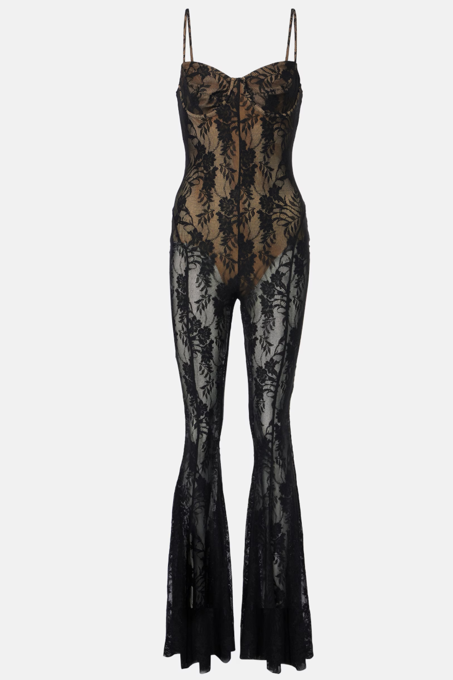 Norma Kamali Lace flared jumpsuit
