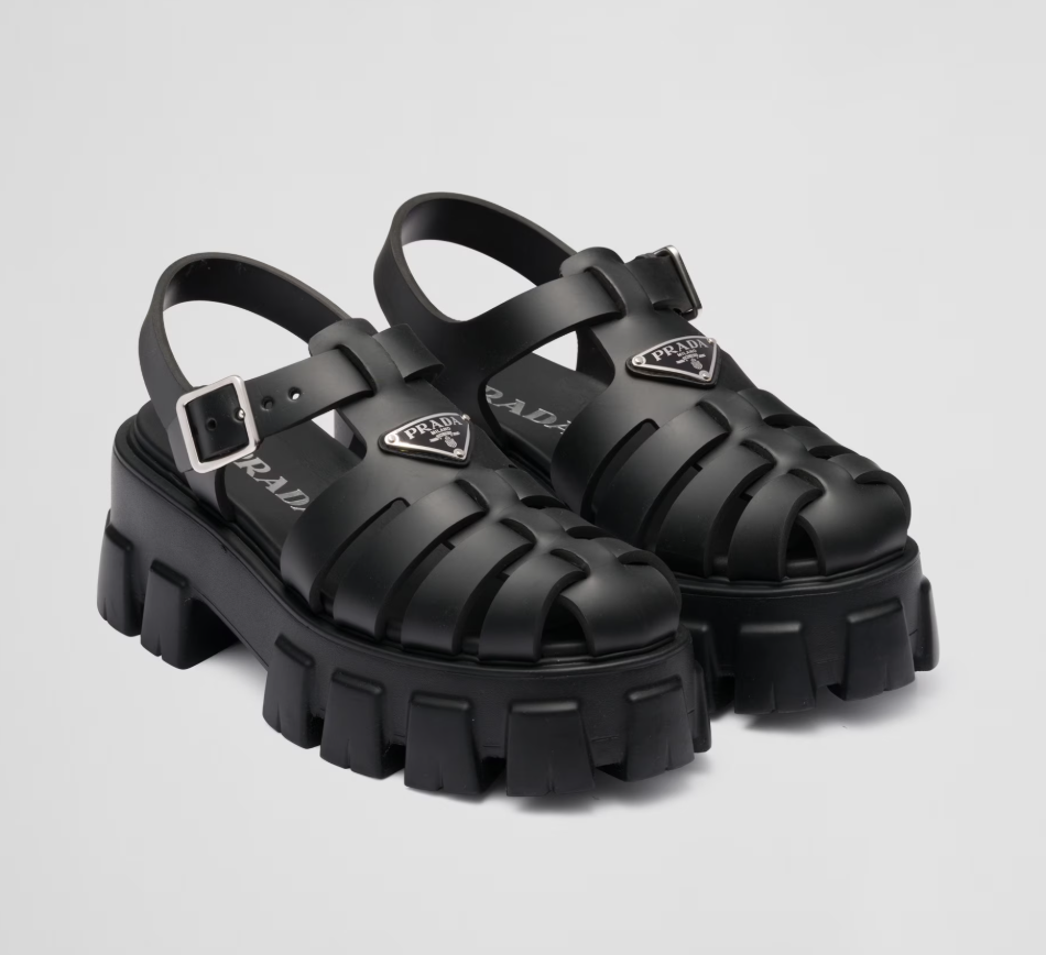 Prada Extra Light Rubber Monolith Sandals