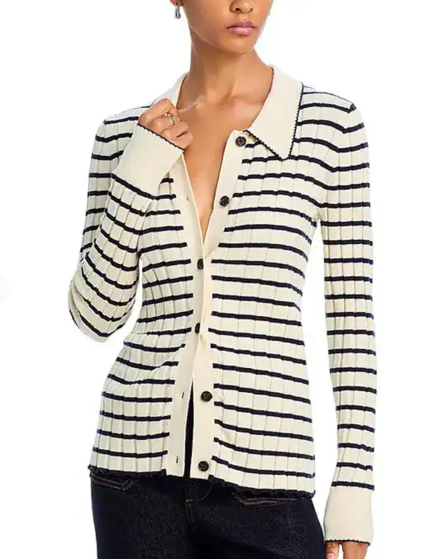 RAILS AURELIA CARDIGAN SWEATER IN IVORY & NAVY